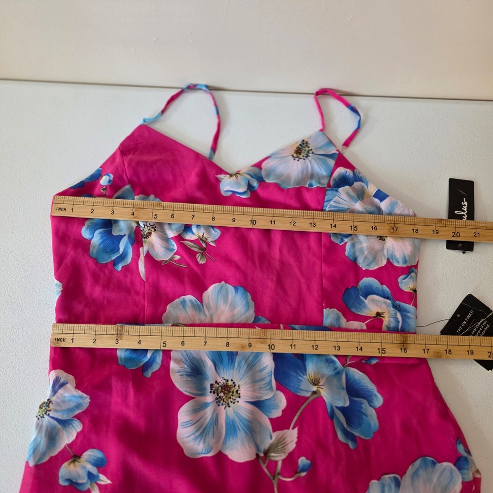 Lulus Maxi Dress Womens XL Pink Floral Print V-Neck Adjustable Straps NEW - Picture 8 of 11
